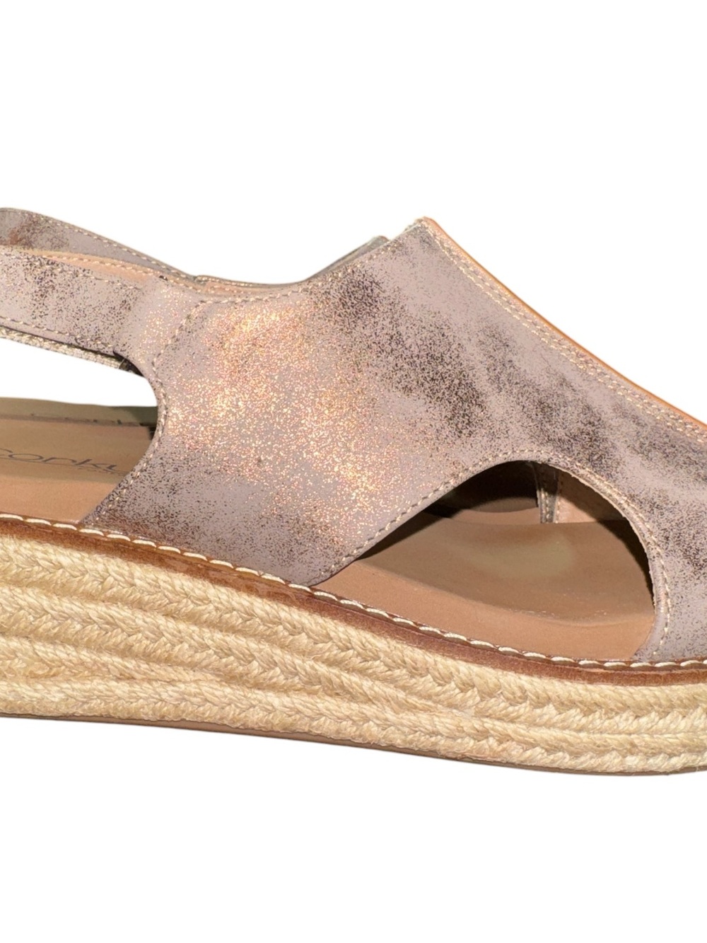 Corkys Ready or Not Metallic Gold Espadrille Wedge Sandals Size 8 Slingback - Picture 3 of 12